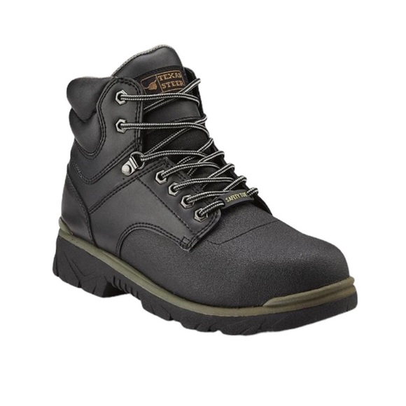 TEXAS STEER Maximus Steel Toe Black Safety Boots Men's Size 8 - Picture 1 of 16